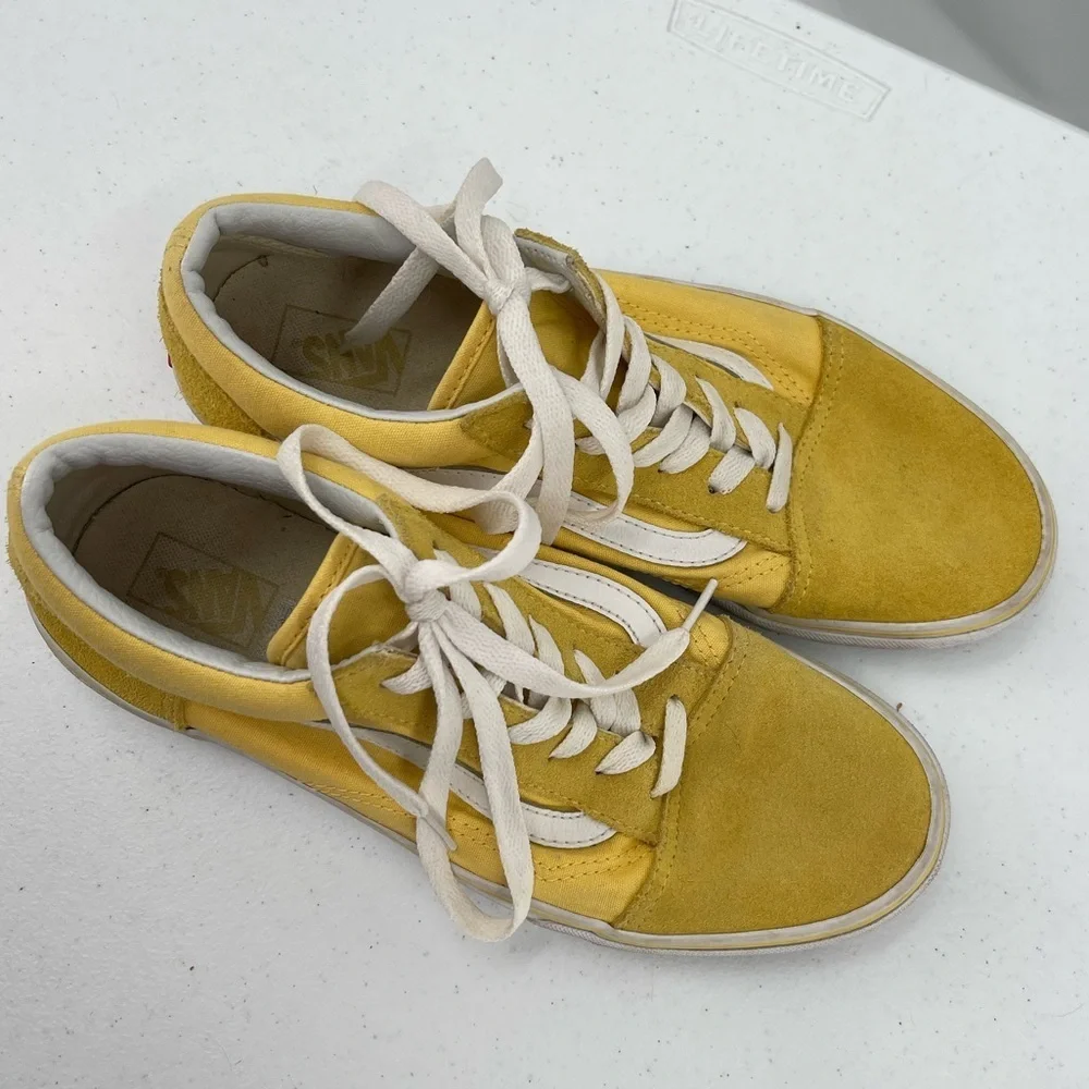 Vans yellow leather canvas skater sneakers